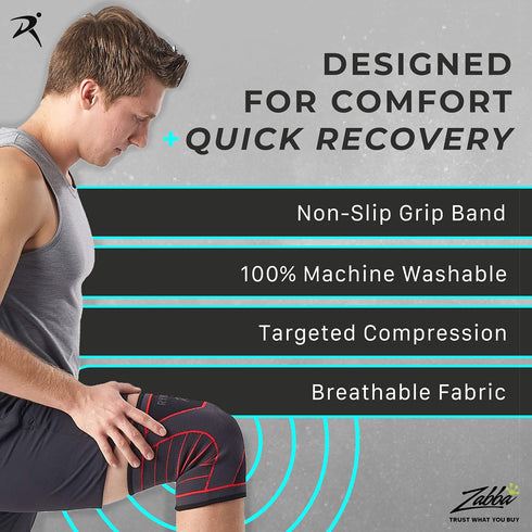 Rymora Knee Support Sleeve, Orthopedic Brace for Women and Men (Grey) (Single Wrap) (Small) - Compression Brace for Ligament Injury, Joint Pain Re...
