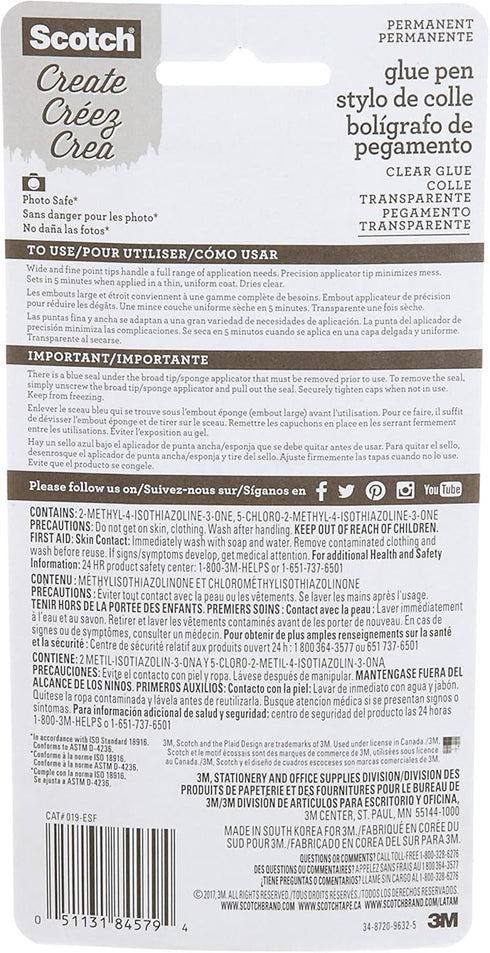 Scotch 019 1.6-Ounce Scrapbookers Glue with Two-Way Applicator...