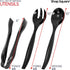 Disposable Plastic Serving Utensils - Set of 18 Black Plastic Utensils, 6 Each 6" Serving Tongs, 10” Serving Spoons, 10” Serving Forks, Buffet Ser...