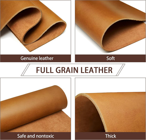 Bourbon Brown Tooling Leather Square 3.6mm-4.0mm (9-10oz) Thick Full Grain Cow Hide Leather Crafts Tooling Hobby Workshop Crafting Leather Heavy W...