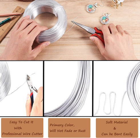 Pandahall 984 Feet Silver Aluminum Craft Wire 20 Gauge Flexible Metal Wire for Jewelry Making...