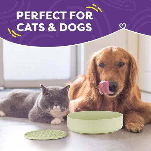 Hertzko Silicone Slow Feeder Dog Bowl Set - Bowl, Lick Mat, Spatula - Silicone Slow Feeder Dog Bowls - Dog Slow Feeder - Slow Feeder Cat Bowl - Ca...