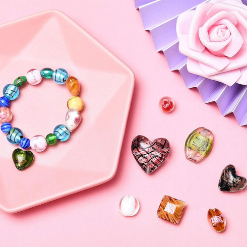 Hicarer 100 Pieces Assorted Glass Beads for Jewelry Making Adults, Large and Small Mixed Shaped Glass Beads Bulk for DIY Necklaces Bracelets, Craf...