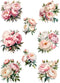 Peony Bouquet Rice Paper, 11.5 x 16 inch - 8 Unique Peony Decor Bouquet Images Printed on 36gsm Mulberry Paper Visible Fibres for Decoupage Furnit...