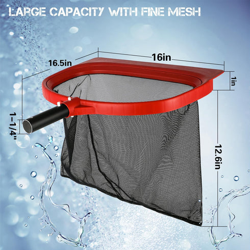 Durable Pool Net Skimmer Heavy Duty Pool Skimmer Net Fine Mesh Big Pool Net Skimmer Head Pool Leaf Net Rake Pool Nets for Cleaning Swimming Pool &...