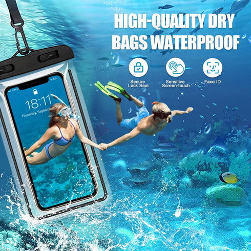 4 Pack Waterproof Phone Pouch Case with Lanyard - Cellphone Dry Bag IPX8 for iPhone 15 14 13 12 Pro Max Vacation Pool Beach Swimming Essentials...