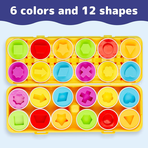 PREXTEX My First Find & Match Easter Matching Eggs w/Yellow Eggs Holder - STEM Toys Educational Toy for Kids & Toddlers to Learn about Shapes & Co...