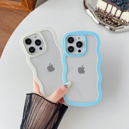 Caseative for iPhone 15 Pro Case, Cute Curly Wave Frame Shape Shockproof Soft Compatible with iPhone Case (Pink,iPhone 15 Pro)...