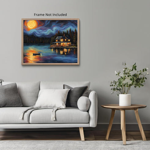 Posterizer 1 pcs- quaint old village-building in nature-night sky 8-Landscape & Nature Art-Floral Botanical Art- Decor for Home & Office- unframed...