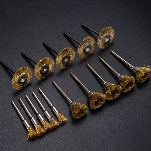 15 Pieces Copper Wire Brushes, Wire Brush Wheel, Copper Wire Polishing Wheel Kits for Dremel Rotary Tools (1/8 Inch Mandrel)...