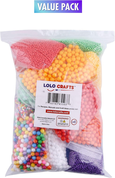 Slime Foam Beads Floam Balls – 18 Pack Microfoam Beads Kit 0.1-0.14 and 0.28-0.35 inch Colors Rainbow Fruit Beads Craft Add ins Homemade DIY Kids ...