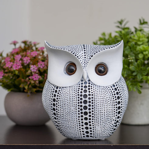 Ornativity White Owl Statue Figurine - Animal Sculpture Home Decoration Figure for Bedroom Living Room Kitchen Office Bathroom House Decor Figurin...