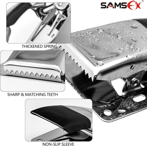 SAMSFX Fish Cleaning Board Tools Fillet Clamp w/Screws Deep-Jaw Fish Tail Clip Board for Scaling Table Bait (Fish Clamps with Black Grip)...