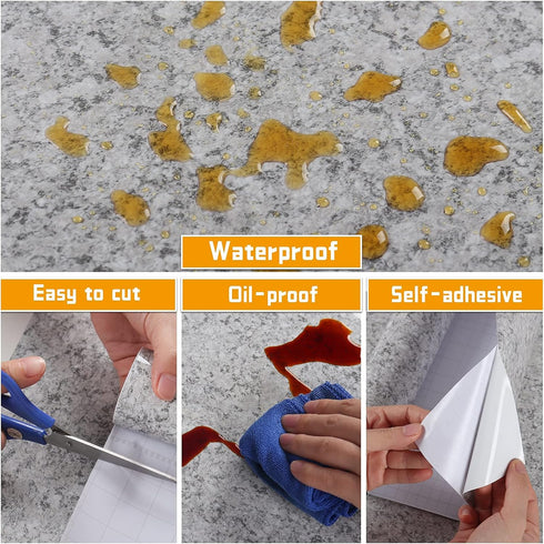 Grey Granite Countertop Contact Paper for Countertops Waterproof Granite Peel and Stick Wallpaper 17.7"x100" Self Adhesive Removable Counter Top S...