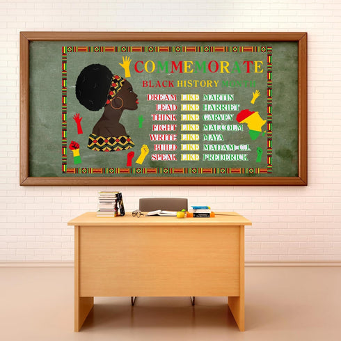 Outus 105 Pieces Black History Month Decorations Black History Month Bulletin Board Decor Cutouts Sets African American Celebration Bulletins for ...