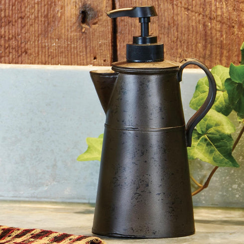 Park Designs Antique Tin Coffee Pot Hand Soap Dispenser for Bathroom | Rustic Hand Soap Pump | Refillable Body Lotion & Shampoo Container | Kitche...