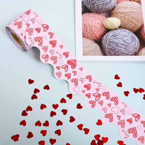 URATOT 65.6 Feet Valentine's Day Bulletin Board Border Scalloped Border Decoration Rolled Borders for Black Board, Classroom Decoration...
