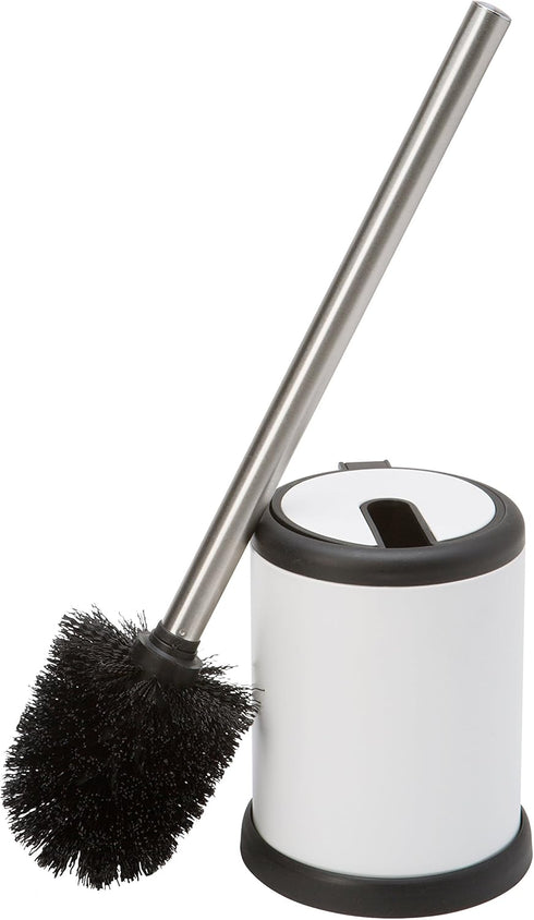 Bath Bliss Toilet Brush and Holder | Self Closing Lid | 360 Degree Brush Head | Bathroom Cleaning | Compact Size | Storage and Organization | Whit...