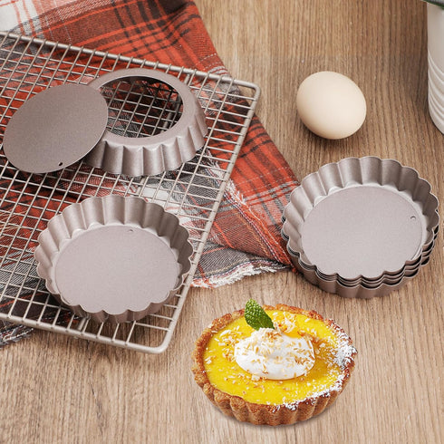 Webake 4 Inch Mini Tart Pan Set of 6, Non-Stick Small Tart Mold Quiche Pans with Removable Bottom Mini Tart Tins...