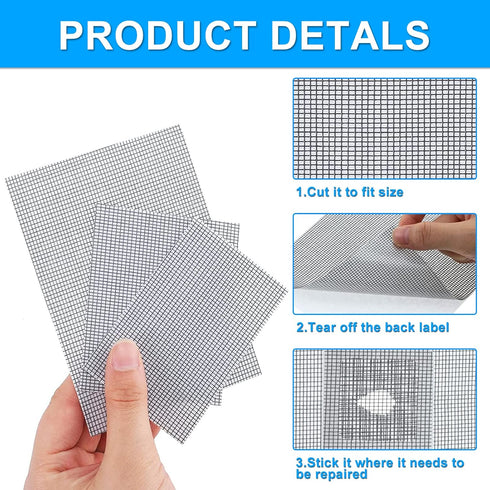 24 Pcs Window Screen Repair Kit, 5 x 7 Inch Screen Repair Tape, Self Adhesive Screen Repair Patch Fiberglass Replacement Screens for Window Screen...