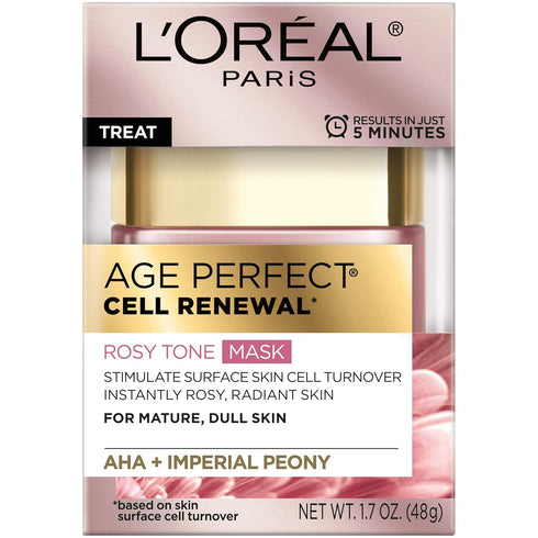 L'Oreal Paris Skincare Age Perfect Rosy Tone Face Mask With Aha and imperial peony for Rosy, Radiant Skin, 1.7 Oz...