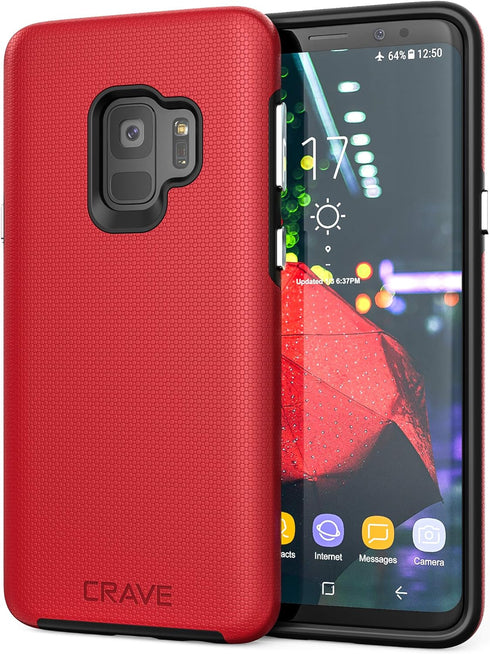 Crave Dual Guard for Samsung S9 Case, Shockproof Protection Dual Layer Case for Samsung Galaxy S9 - Red...