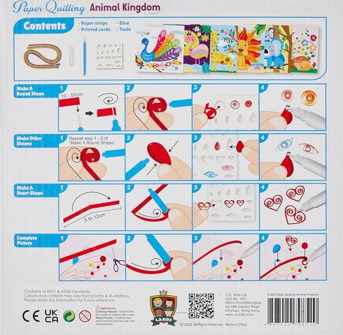 C.S. Kids DIY Paper Quilling Arts & Crafts Gifts – Animal Kingdom| 3D Paper Quilling Design Kits for Kids, Make Your Own Paper Art (Paper strips &...