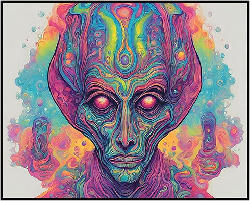 Posterizer 1 pcs- psychedelic funky hippie colorful sci fi alien 2-Fantasy & Fiction Art-Retro Art- Living Room Bedroom Decor- unframed wall art...