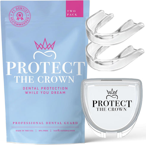 Protect The Crown Night Guard 2 Pack - Mouthguard for Teeth Grinding & Clenching, Professional Mouth Guard for Light and Heavy Grinding (Clear)...
