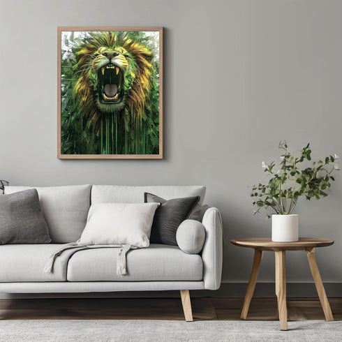 Posterizer 1 pcs-neon colorful abstract street art of a roaring lion -3-Art for Animal Lovers-Abstract & Modern Art-Gift for Street Art, Mural Fan...