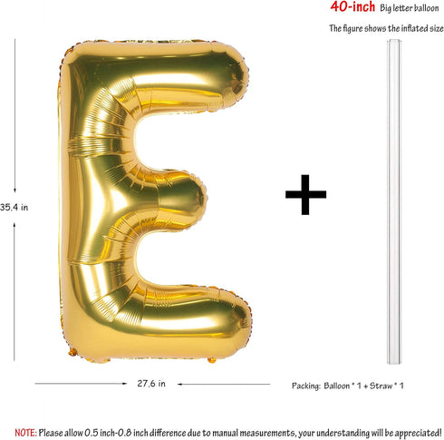 Letter Balloons 40 Inch Giant Jumbo Helium Foil Mylar for Party Decorations Gold E...