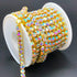 1 Roll 5 Yards Large Crystal Rhinestones Close Chain, 5mm SS24 Rhinstone Chain Trim, Sew on Crystal Claw Cup Chain Roll (Gold Base + Crystal AB, S...
