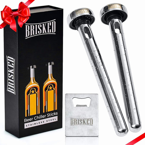 Beer Chiller Sticks for Bottles Set | 2 Stainless Steel Cooling Chillers for Chubby Bottles | Christmas Gift Accessories | Cooler Gag Idea for Men...