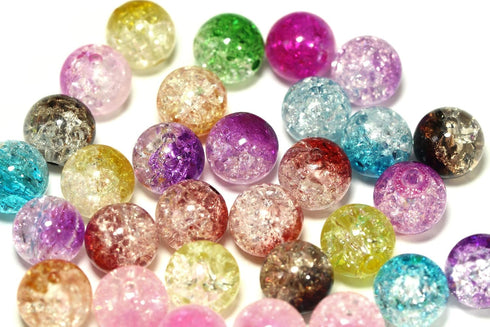 Mixed Color Acrylic Crackle Round Beads Transparent Plastic Loose Beads for DIY Craft Jewelry Making (12mm - 100pcs)...