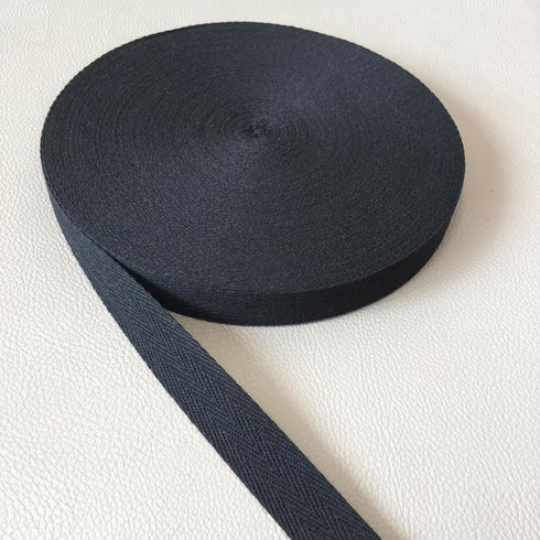 50 Yard Twill Tape Ribbon 1 Inch, Soft Natural Webbing Tape Roll Cotton Herringbone Bias Tape for Sewing DIY Crafts Home Decor (Black)...