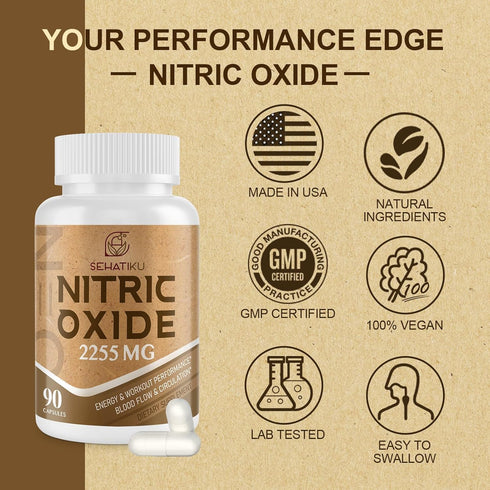 Nitric Oxide Supplement 2255 MG, Nitric Oxide Booster & 6-in-1 Phytonutrient Blend for Heart, Circulation, Immune - 90 Capsules (1 Bottle)...