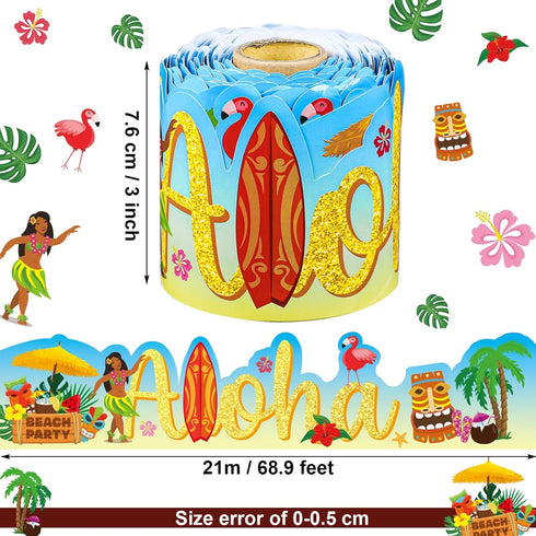 68.9 Feet Hawaii Aloha Border Bulletin Board Border Flower Beach Sun Eucalyptus Paw Flag Hat Balloon Sailboat for Classroom Boards Wall Decor...