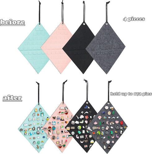 4 Pieces Hanging Brooch Pin Storage Organizer, Wall Display Banners for Enamel Pins, Buttons and Label Collections, Hold Up to 172 Pins.(Bag Only)...