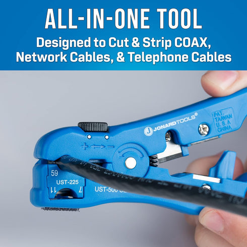 Jonard Tools UST-525 Universal Cable Stripping Tool with Cable Stop for Coax, Network, and Telephone Cables...