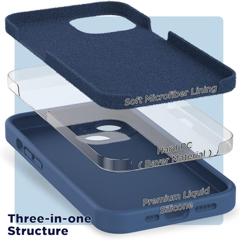 SURPHY Compatible with iPhone 14 Case with Screen Protector (Camera Protection + Soft Microfiber Lining) Liquid Silicone Phone Case 6.1 inch 2022,...