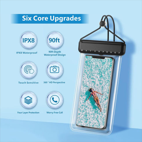 [2 Pack Universal Waterproof Phone Pouch?IPX8 Water Proof Cell Phone Dry Bag for iPhone 15 14 13 12 11 XS XR X Pro Max Plus Mini, Diving Beach Fis...