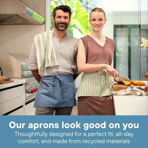 MEEMA Waist Apron with 3 Pockets | Waitress Apron | Waitress Apron with Pockets | Half Aprons With Pockets | Server Aprons Women...