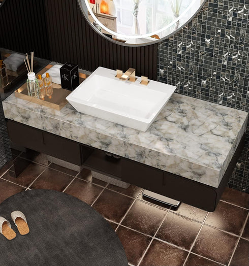 Livelynine Pacific Blue Marble Contact Paper Self Adhesive Wallpaper for Kitchen Marble Countertop Peel and Stick Waterproof Table Top Cover Desk ...