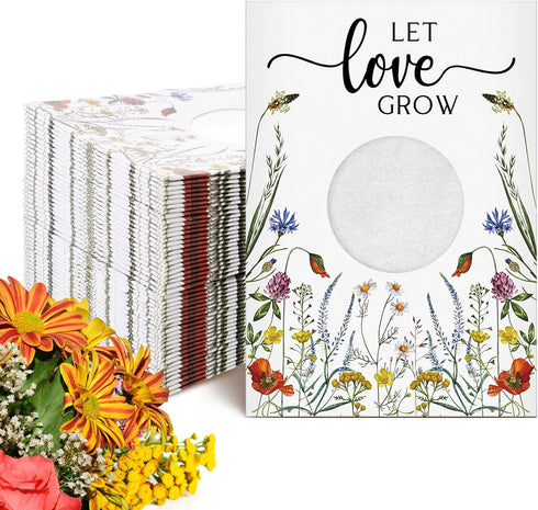Fumete 50 Pcs Let Love Grow Seed Packets Wedding Favor for Guests Bulk Seed Envelope Kraft Bag with Window Flower Resealable Seed Storage Packets ...