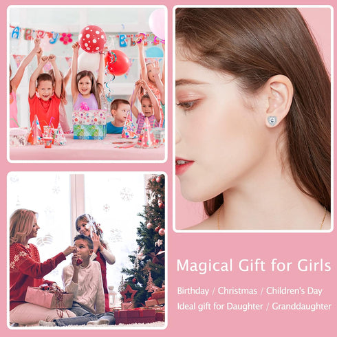 YADOCA 10 Pairs Hypoallergenic Screw Back Earrings for Women Girls Stainless Steel CZ Cute Colorful Butterfly Hoop Screwback Stud Earring Set...
