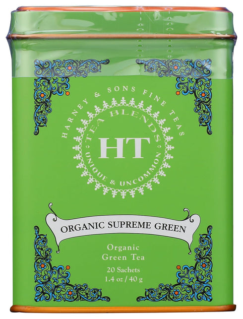 Harney Sons Organic Supreme Green, HT Tin 20 Sachets 1.4 oz 40 g...
