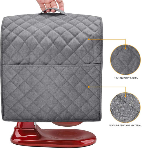 Stand Mixer Dust Cover with 3 Pockets Compatible with KitchenAid Tilt Head, Easy Cleaning,Can Ironable (Light Gray, Fits for 6-8 Quart)...
