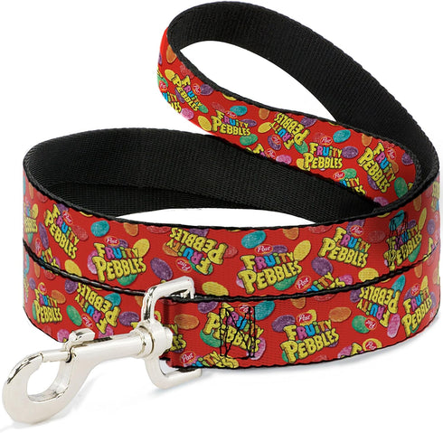The Flintstones Pet Leash, Dog Leash, Fruity Pebbles Logo and Cereal Pebbles Scattered Multi Color, 4 Feet Long 0.5 Inch Wide...