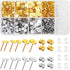 Hypoallergenic Earring Posts and Backs, Caffox 2000pcs Stud Earrings Making Kit with Ear Ring Base and Earring Backs for Leather Stud, Clay, Pearl...