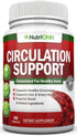 Blood Circulation Support - All Herbal Supplement For Healthy Blood Flow, Arteries & Veins - Promotes Leg Comfort - With Hawthorn, Niacin, L-Argin...